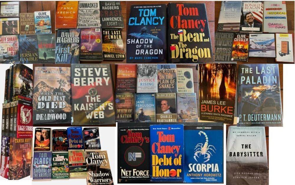 Novels Lot 55 Thrillers Crime Mystery Tom Clancy Paperback & Hardcover Audiobook